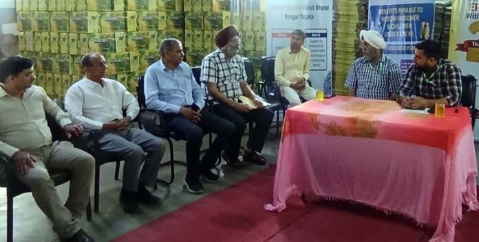 EPFO officers and participants during ‘Nidhi Aapke Nikat 2.0’ programme at the premises of JK Oil Industries, Gangyal, Jammu.