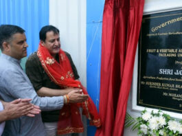 Minister Javid Dar inaugurating a processing unit in Marh on Wednesday.