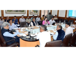 Chief Secretary chairing a meeting at Jammu on Thursday.