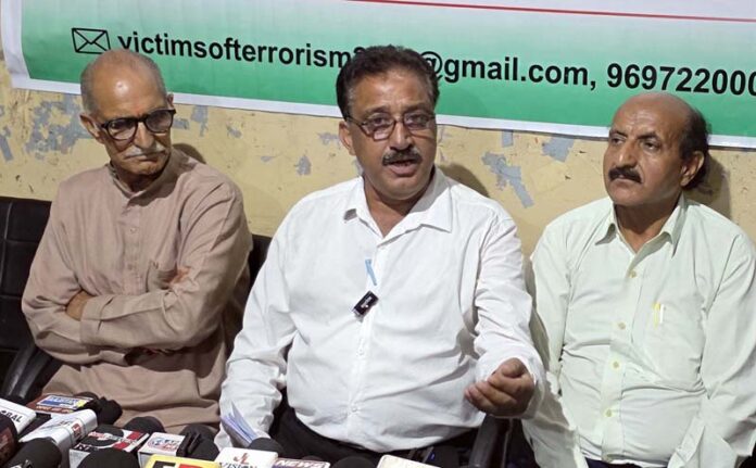 Victims of Terrorism at a press conference at Jammu on Friday. -Excelsior/Rakesh Victims of Terrorism at a press conference at Jammu on Friday. -Excelsior/Rakesh