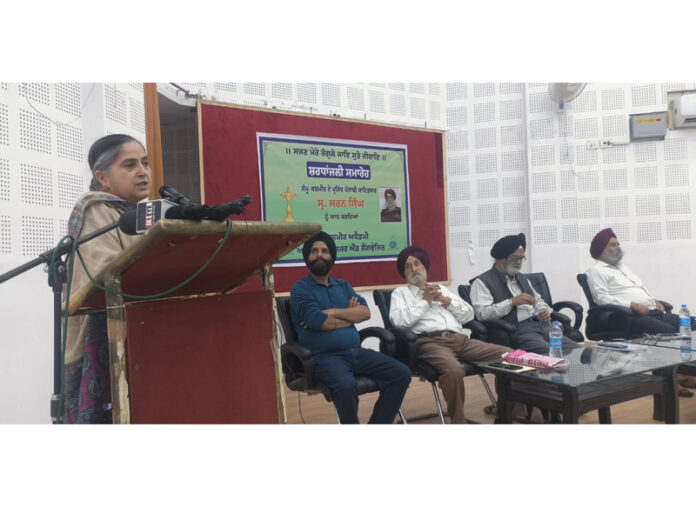 Speaker throwing light on life of eminent writer Saran Singh on Tuesday.