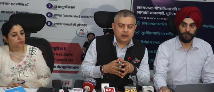 Director Census Operations, J&K and Ladakh, Amit Sharma, addressing a press conference at Jammu. -Excelsior/Rakesh