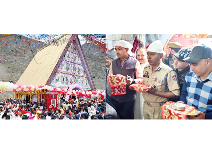 Divisional Commissioner and IGP paying obeisance at Shri Machail Mata shrine on Tuesday. Divisional Commissioner and IGP paying obeisance at Shri Machail Mata shrine on Tuesday.