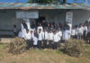 Students posing outside Government Middle School, Numman Hundian, in Mendhar tehsil of district Poonch.