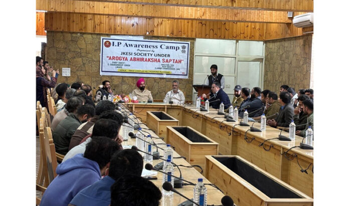Charandeep Singh, Labour Commissioner interacting with the insurance employees in Srinagar. Charandeep Singh, Labour Commissioner interacting with the insurance employees in Srinagar.