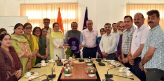 VC CLUJ, Prof K S Chandrasekhar and Director, SSS-NIRE, Dr Sangita M Kasture along with other dignitaries during signing of MoU through on line mode on Friday.