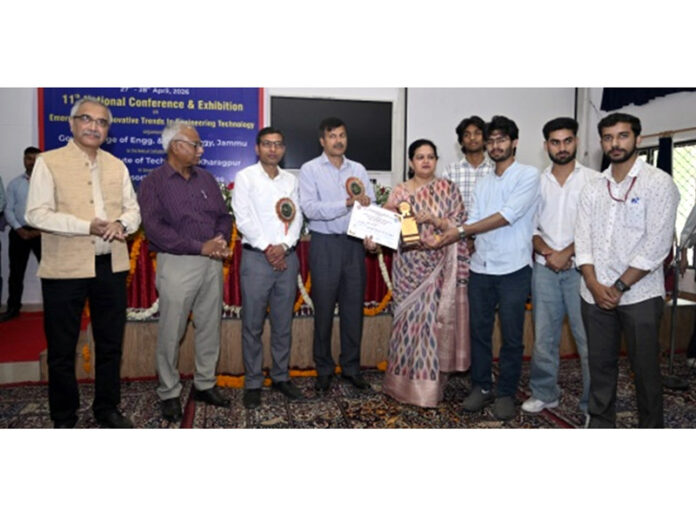 Dignitaries during a national conference at GCET Jammu on Tuesday.