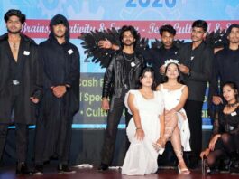 Students during a performance at Vigyanotsav 2026 in Swami Vivekanand Subharti University.