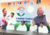 Congress leaders during a meeting in Jammu on Saturday.
