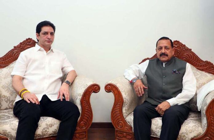 MLA Doda Shakti Raj Parihar during a meeting with Union Minister, Dr Jitendra Singh at New Delhi
