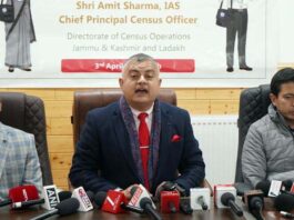 CPCO Amit Sharma addressing media persons in Leh on Friday.