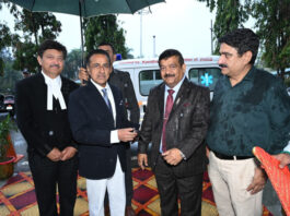 Keys of ambulance being handed over to Chief Justice on Tuesday.