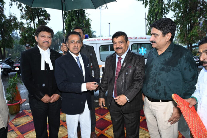 Keys of ambulance being handed over to Chief Justice on Tuesday.