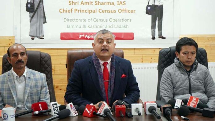 CPCO Amit Sharma addressing media persons in Leh on Friday.
