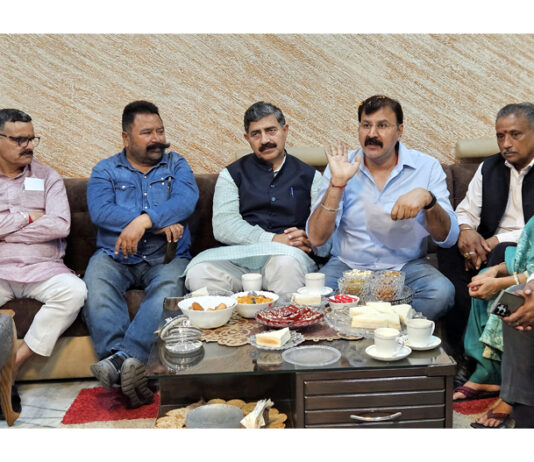 BJP leaders during a Public Darbar at Vijay Nagar on Sunday.