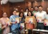 DHS Jammu Dr Abdul Hamid Zargar along with others launching a comprehensive book on mental health.