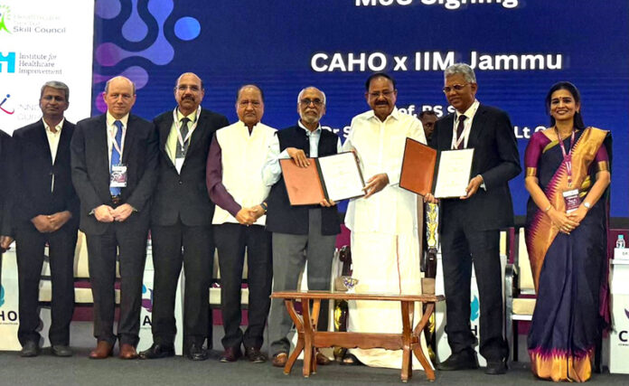 MoU signing between IIM Jammu and CAHO during CAHO's annual conference, in the presence of M Venkaiah Naidu and others. MoU signing between IIM Jammu and CAHO during CAHO's annual conference, in the presence of M Venkaiah Naidu and others.