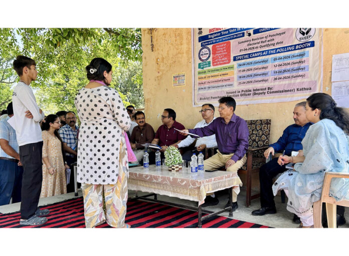 SEC Shantmanu inspecting Special Revision camps in Kathua on Tuesday.