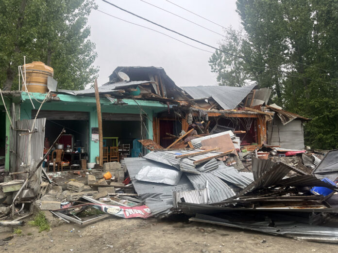 Properties of drug peddlers destroyed in Bijbehara on Wednesday.