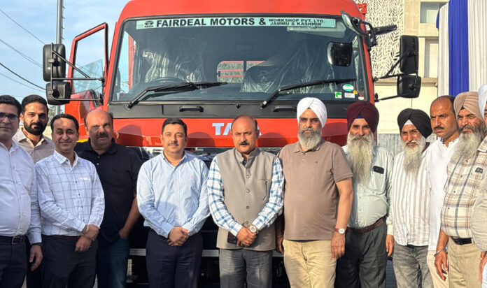 Ashok Gupta, General Manager, J&K Bank launching new Tata Azura range of trucks in Jammu.