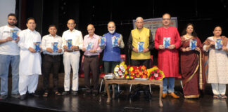 Dignitaries during a literary event in Jammu on Saturday.
