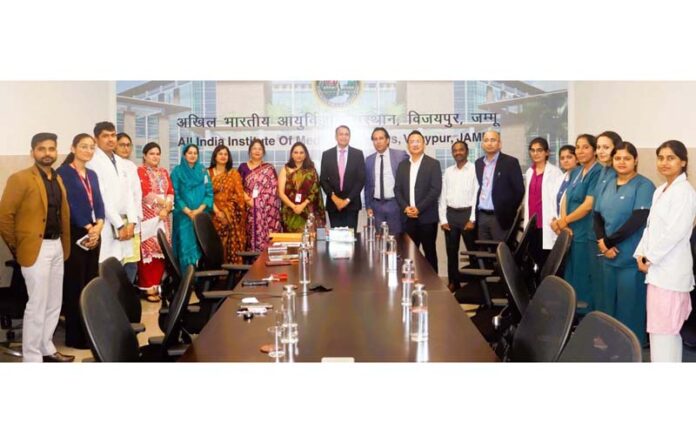 Experts from AIIMS New Delhi and faculty of AIIMS Jammu posing together during a symposium. Experts from AIIMS New Delhi and faculty of AIIMS Jammu posing together during a symposium.