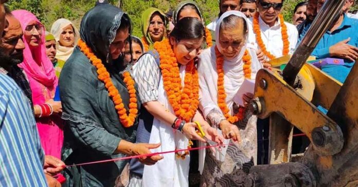 MLA Devyani Rana kickstarting road restoration works in Nagrota.