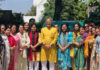 J&K BJP Mahila Morcha team posing for a group photograph with HP Governor Kavinder Gupta in Jammu on Thursday.