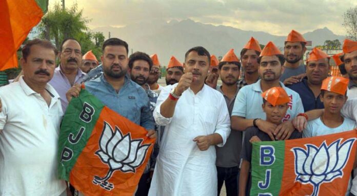 MLA RS Pathania addressing people in a far flung area of Udhampur district. MLA RS Pathania addressing people in a far flung area of Udhampur district.