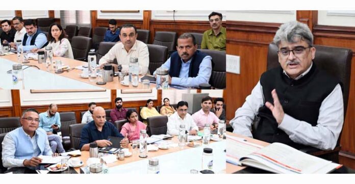 Chief Secretary chairing a meeting at Jammu on Thursday.