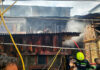 View of a house damaged in a fire in Habba Kadal area of Srinagar on Tuesday. -Excelsior/Shakeel