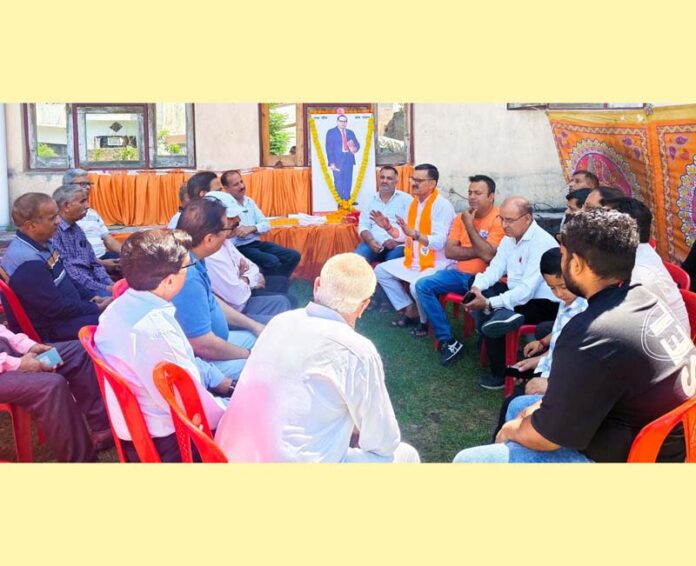 BJP leader, Sanjay Kumar Baru listening public issues in Talab Tillo area of Jammu on Wednesday.
