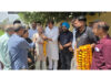 MLA Jammu West, Arvind Gupta kick starting drainage project in Ward 32 on Monday.