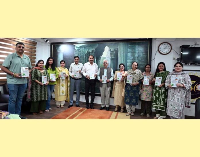 JU VC Prof Umesh Rai and other dignitaries releasing a book on innovation & sustainability.