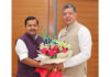 BJP leader Aseem Gupta during his meeting with Nitin Nabin on Tuesday.