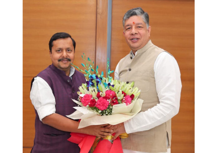BJP leader Aseem Gupta during his meeting with Nitin Nabin on Tuesday. BJP leader Aseem Gupta during his meeting with Nitin Nabin on Tuesday.