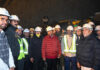 LG Ladakh Vinai Kumar Saxena with officials during inspection of Zoji-La Tunnel's eastern portal in Drass.