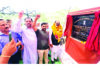 MLA Samba, Surjit Singh Salathia inaugurating suspension bridge at Samotha on Monday.