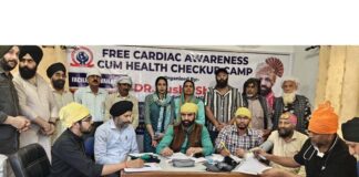 HoD Cardiology GMC & SSH Jammu Dr Sushil Sharma examining patients at Nanak Nagar, Jammu on Sunday.