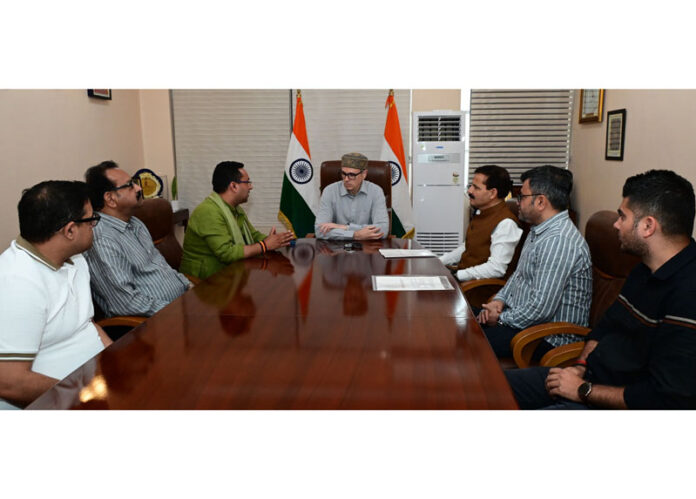 CM Omar Abdullah chairing a meeting on Tuesday. CM Omar Abdullah chairing a meeting on Tuesday.