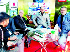 Officials of Krishi Rasayan Exports launching their new products in Srinagar.