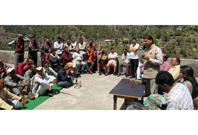 MLA Baldev Sharma interacting with people on Monday.