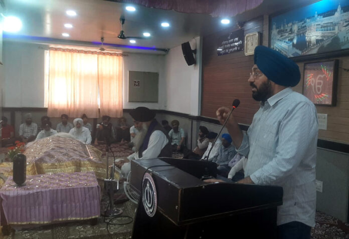 BJP leader, Ranjodh Singh Nalwa addressing a gathering in Jammu on Saturday.