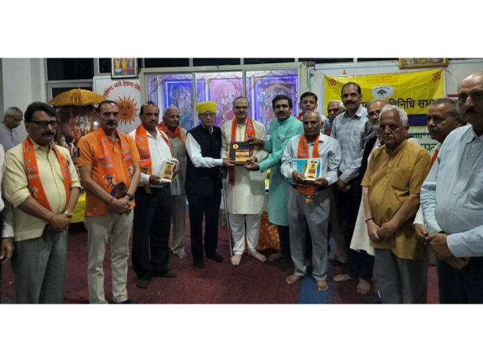 Brahmin Sabha Channi Himmat honouring prominent persons of the community on Monday.