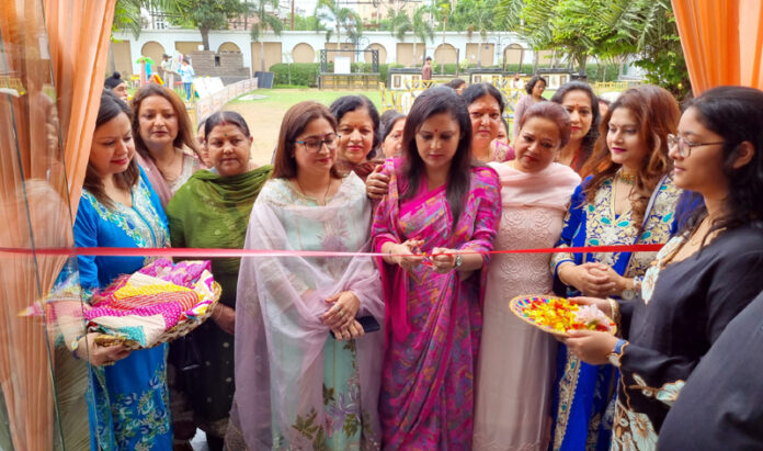 Neha Mahajan, president, BJP Mahila Morcha inaugurating an exhibition in Jammu.
