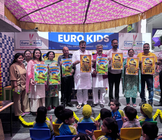 MLA Arvind Gupta along with others, launching Dogri poetry in Jammu on Friday.