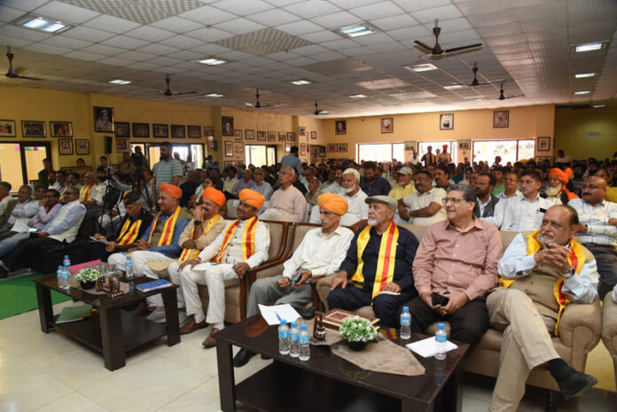 Prominent civil society members attending Duggar Mela at Dogra Sadar Sabha on Monday.