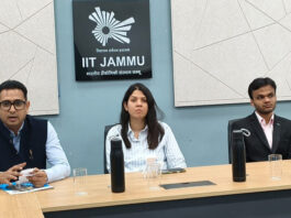 Panelists on dais during Startup Demo Day at IIT Jammu.