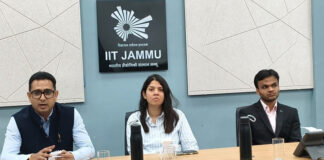 Panelists on dais during Startup Demo Day at IIT Jammu.