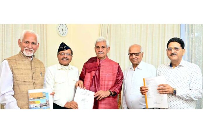 Members of Senior Citizens Service Support Club Chowadi Jammu meeting Lieutenant Governor on Tuesday.